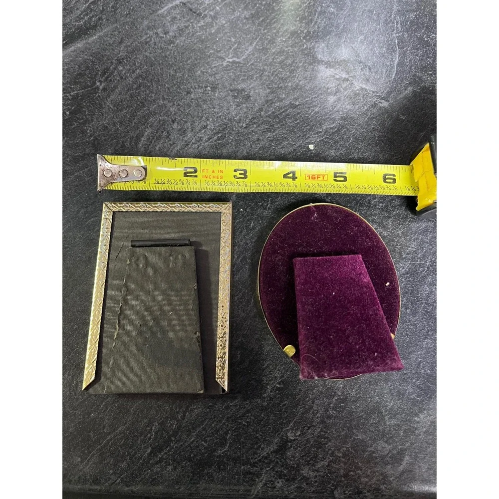 Vintage Gold‎ Tone Oval and Rectangle Photo Frames Set Small Desk Display